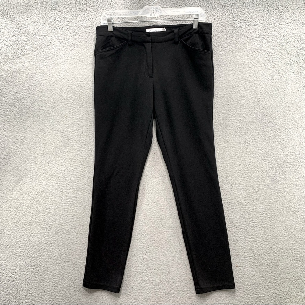 Calvin Klein Women's Black Cropped Carrer Stretch Flat Front  Dress Pants Size 4